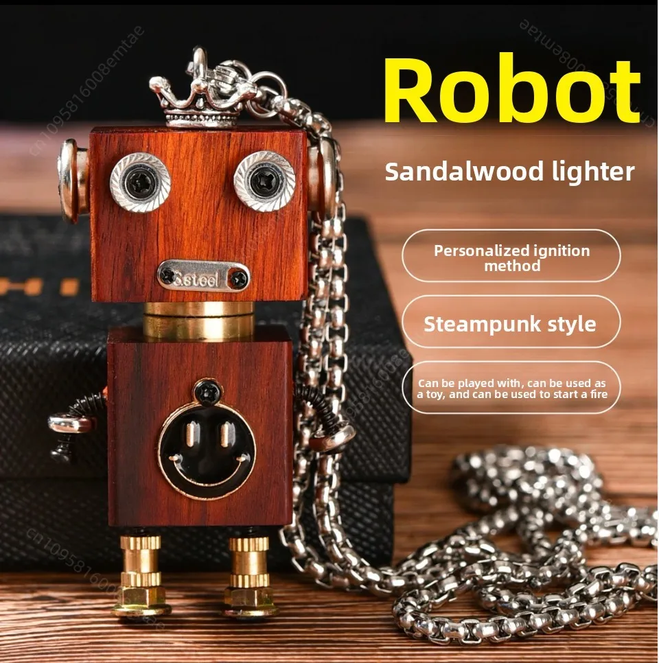 CHIEF limited edition handmade creative sandalwood robot necklace, fuel lighter, necklace accessories, cigarette accessories