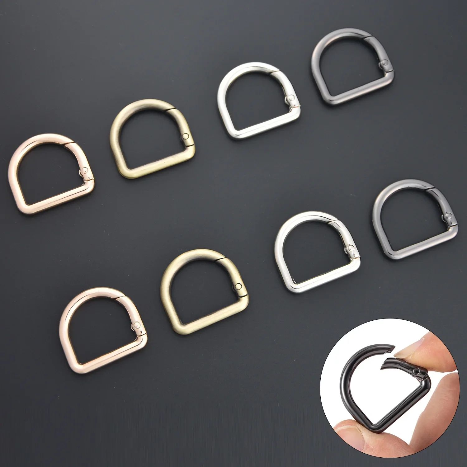 5pcs D Ring Openable Metal Buckles Bag Luggage Strap Connecting Clasp Spring Keyring Hardware Accessories