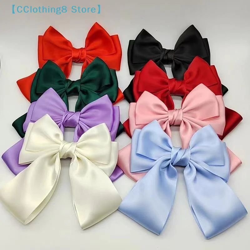 

Solid Color Bow Ribbon Hair Clip New Women Bowknot Barrettes Women Ponytail Clip Headband Girls Hair Accessories Gift【AliS8】