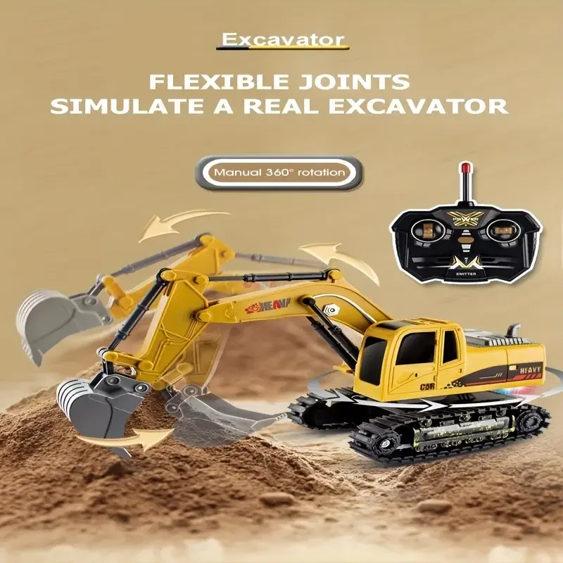 

1:24 Remote Control High Tech 5-Channels RC Excavator Plastic Engineering Vehicle Electronic Toys for 6-10 Years Old Kids