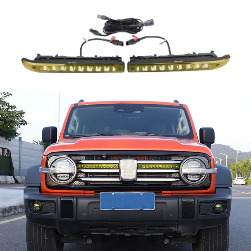 Grille Spotlights Fit for Tank 300 LED Strip Lights with Yellow Light Day Running Lights Steering Lights Off-road Accessories