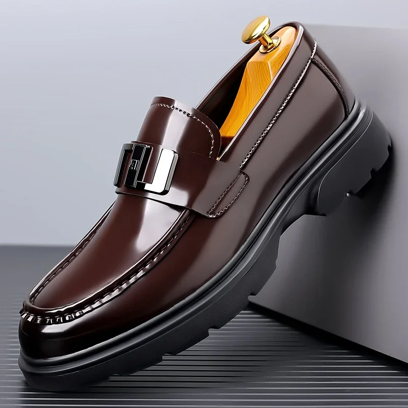 Men's Handmade Leather Casual Platform Men's Shoes Big Toe Shoes Men's Casual Business Driving Shoes 38-44