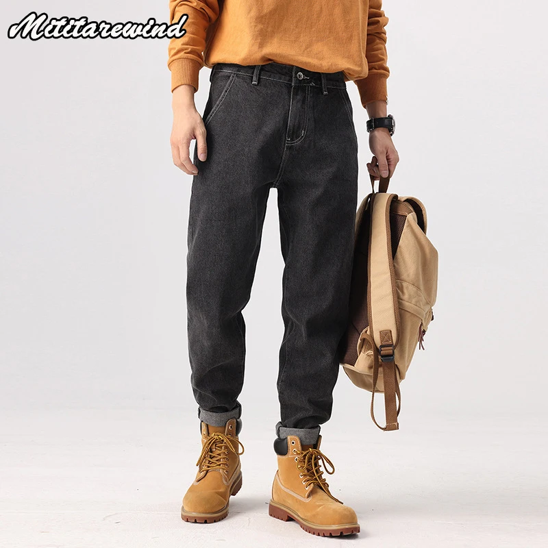 

Hip Hop Vintage Jeans for Men Hipster Casual Loose Straight Denim Pants Men Cotton Fashion Black Harem Pants Trousers Men