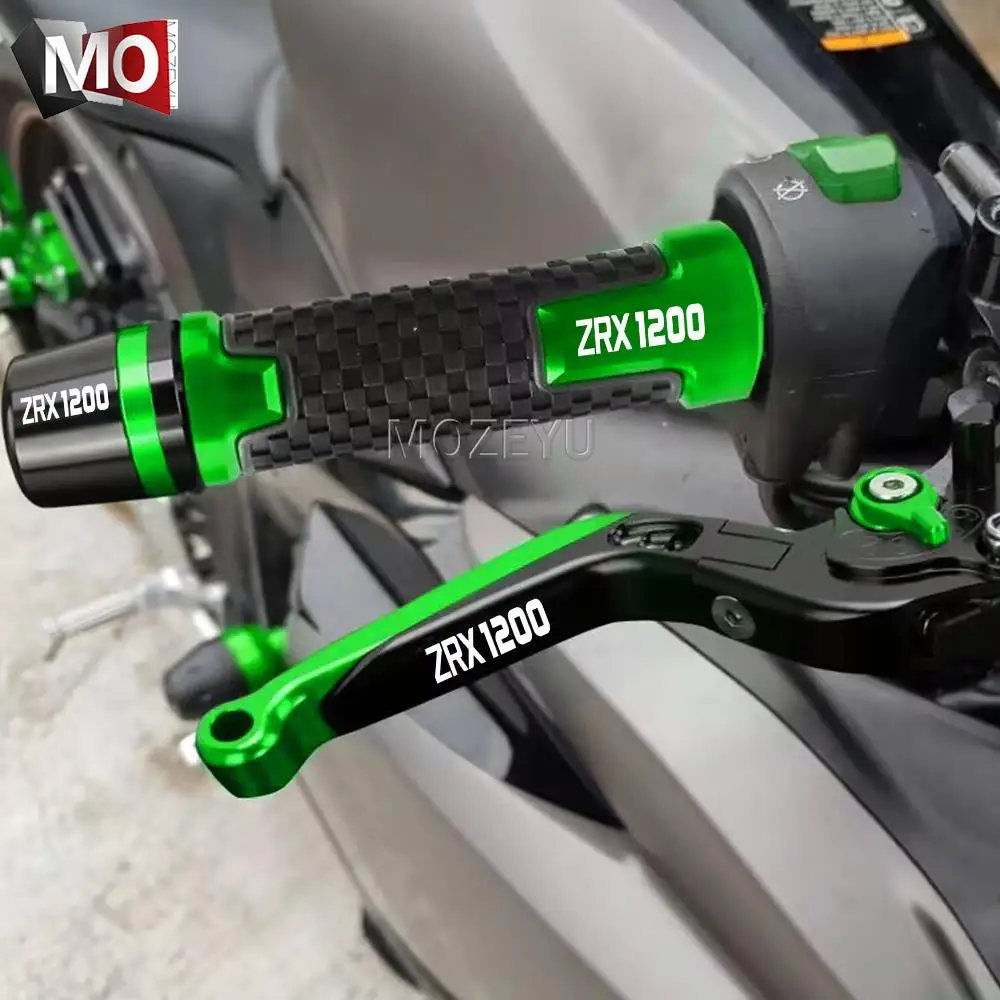 ZRX 1200 Motorcycle Adjustable Brake Clutch Lever Handle Hand Grips Ends For kawasaki ZRX1200 1999-2007 2006 2005 2004 2003 2002