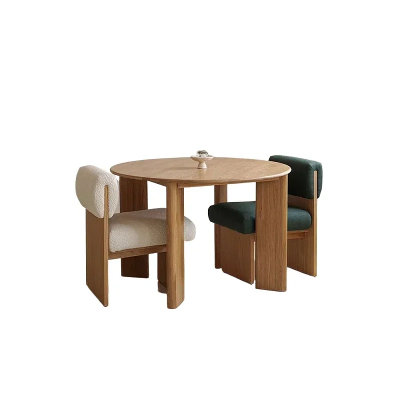 

style solid wood round table household small apartment simple modern dining table
