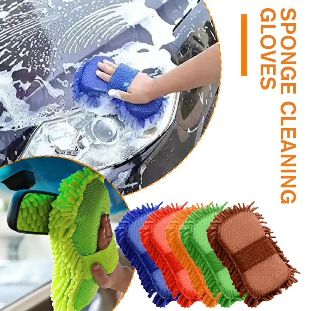 Premium Chenille Microfiber Car Wash Mitten Scratch-Free Car Car Glove Washing Towel Cleaning Absorbent Sponge Ultra Care G9N8