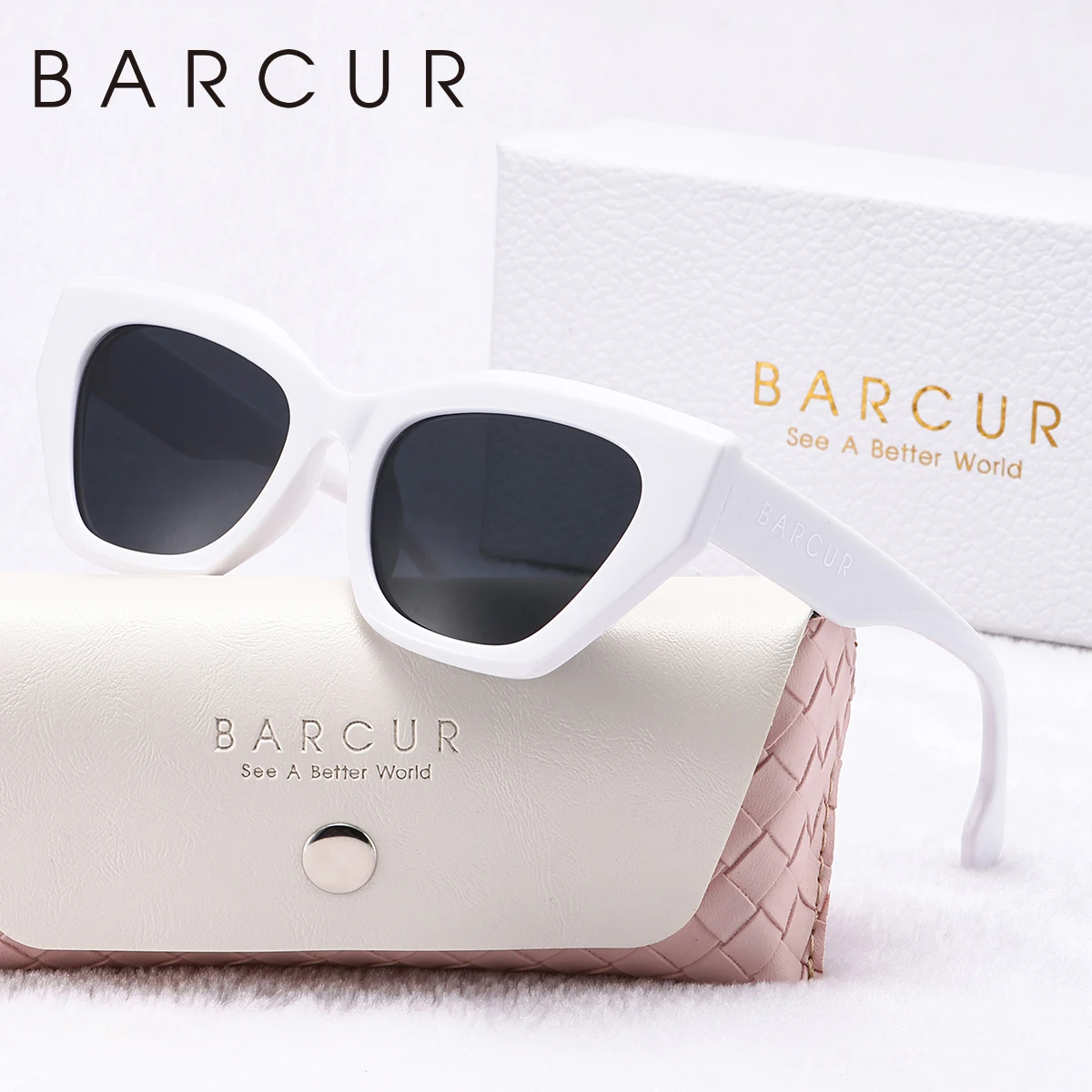 BARCUR 1pcs High-Quality Polarized Sunglasses Irregular PC Thick Frame Design Creative Color Shopping Party Women Sunglasses