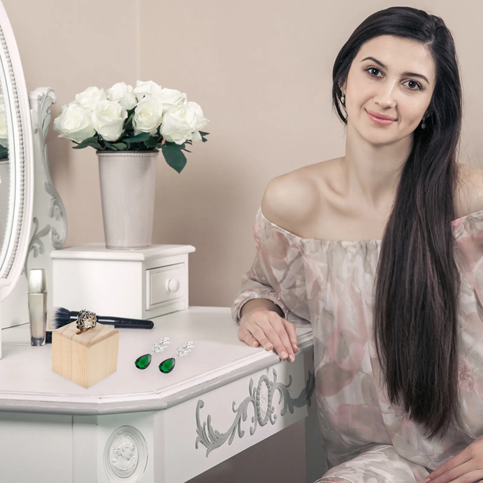 

Набор из 3 подставок для колец из натурального дерева: современный тонкий дизайн, держатели для обручальных и свадебных колец, для ювелирных магазинов