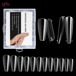 BNG 120Pcs Poly Extension Gel Dual Nail Forms Nail Molds With Scale Builder Ballet Coffin Nail for Gel Manicure Nail Art Design