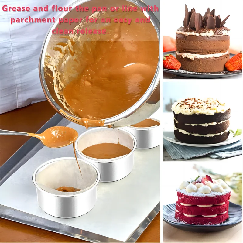 4 Inch Small Cake Pan Set of 3, Stainless Steel Mini Round Smash Cake Baking Pans, Mirror Finish & Dishwasher Safe