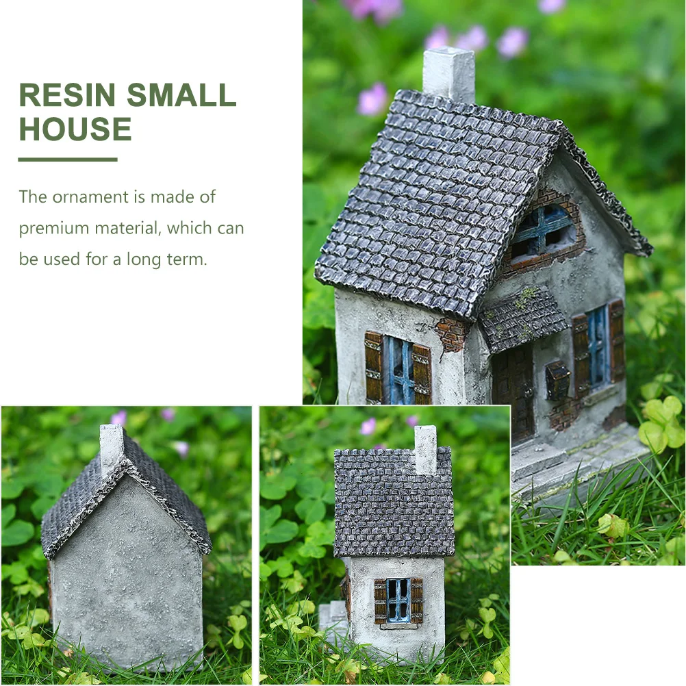 

Garden Small House Ornament Resin Miniature House Decorative Craft Outdoor Yard Balcony Bonsai Decor Long-Lasting Bright Color