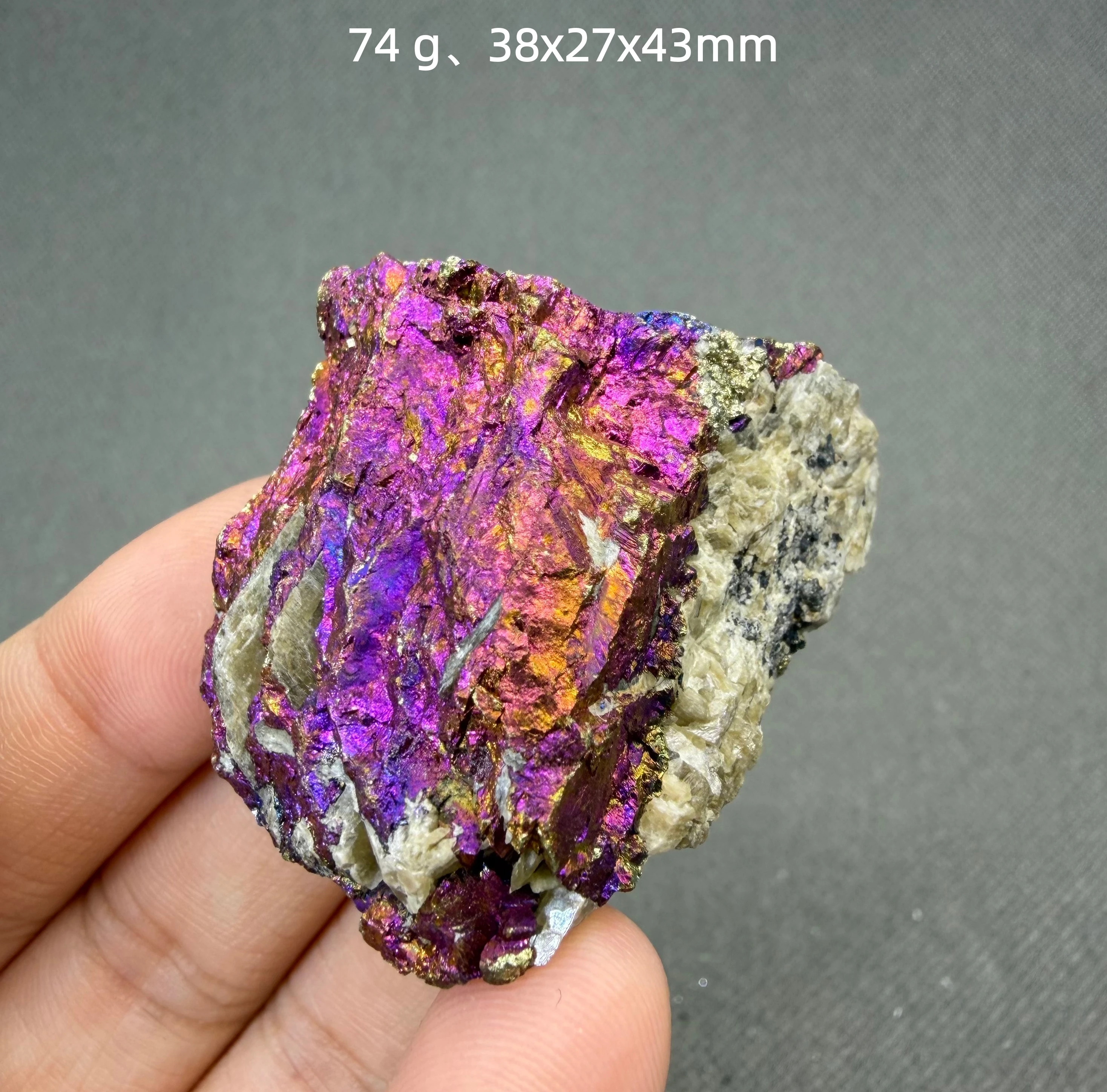 Bild 4: Seltener Bornit Natürlicher Kupfer-Mineralprobenexemplar Schillernder Regenbogen-Kristallcluster