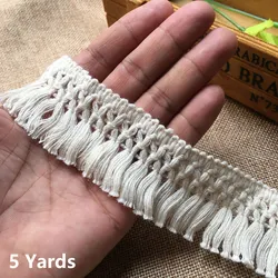 5yard 3.5cm di larghezza fettuccia nappa Trim nastro intrecciato tessuto di pizzo filo di cotone Beige 3D tende decorazione accessori per l'abbigliamento