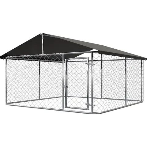 outdoor dog playpen heavy duty dog kennel house mesh dog big cage pet kennel steel fence with secure lock (6.56‘x 6.56’)