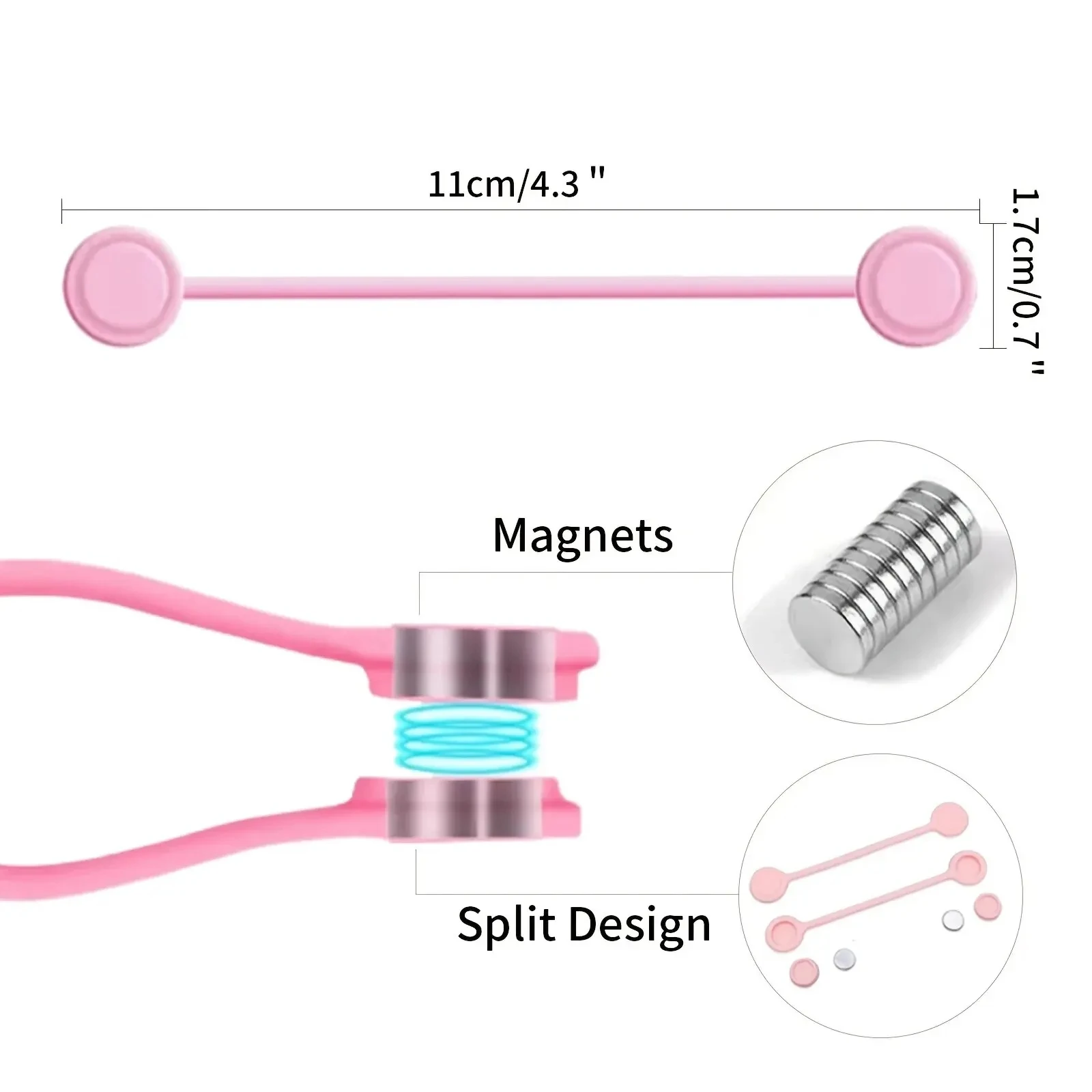 Reusable Magnetic Cable Ties Cord Organizer Clips Silicone Magnetic Cord Ties for Bundling Stuff Book Marker Fridge Magnets