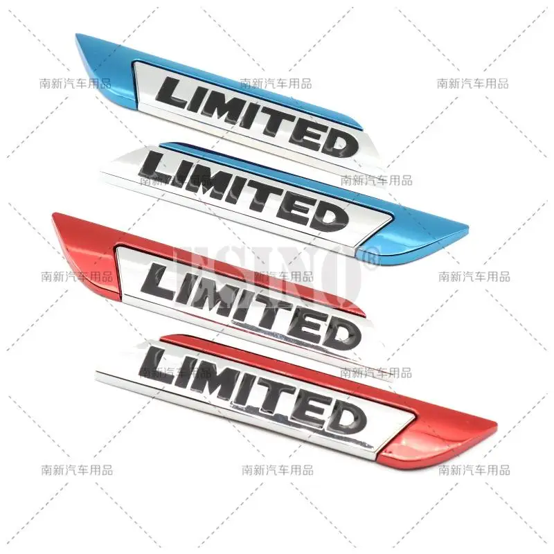 2 x Auto Styling Limited Logo Universele Body Spatbord Zijkant Metaal Chroom Zinklegering Mes Zijkant 3D Zelfklevende Emblemen Badges