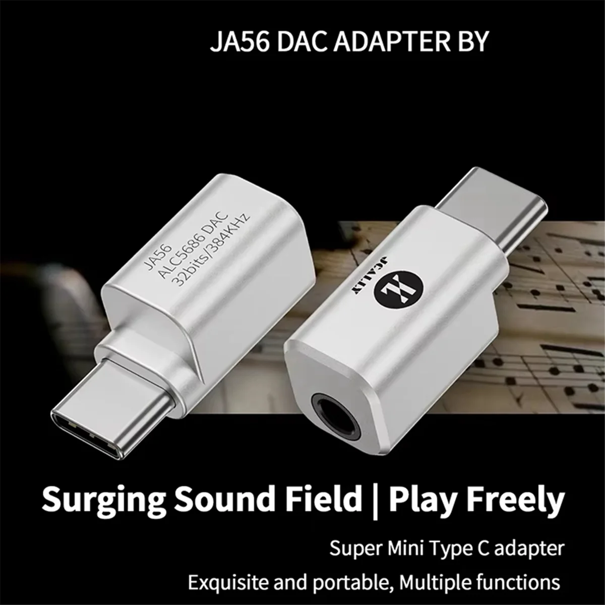 Y89A-yJCALLY JA56 Type-C to 3.5mm HIFI Adaptar Amp DAC 384kHz/32bit Digital Audio Code Adapter for Phone Call,