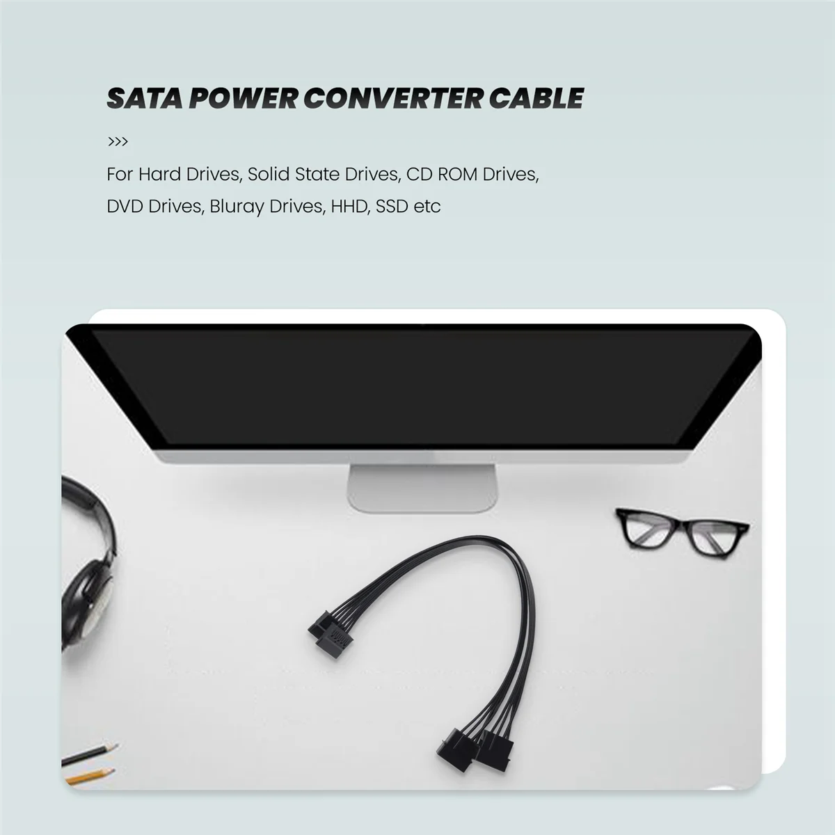 N35R_DU Molex IDE Convertidor de corriente SATA macho de 4 pines a hembra de 15 pines, paquete de 2