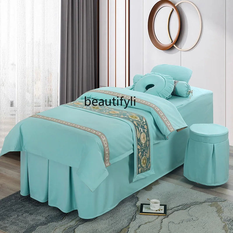 Dutch Facial Bed Four-Piece Set Beauty Salon Face Pillow Bedspread Pillowcase Chair Cover Quilt Containing Duvet Insert