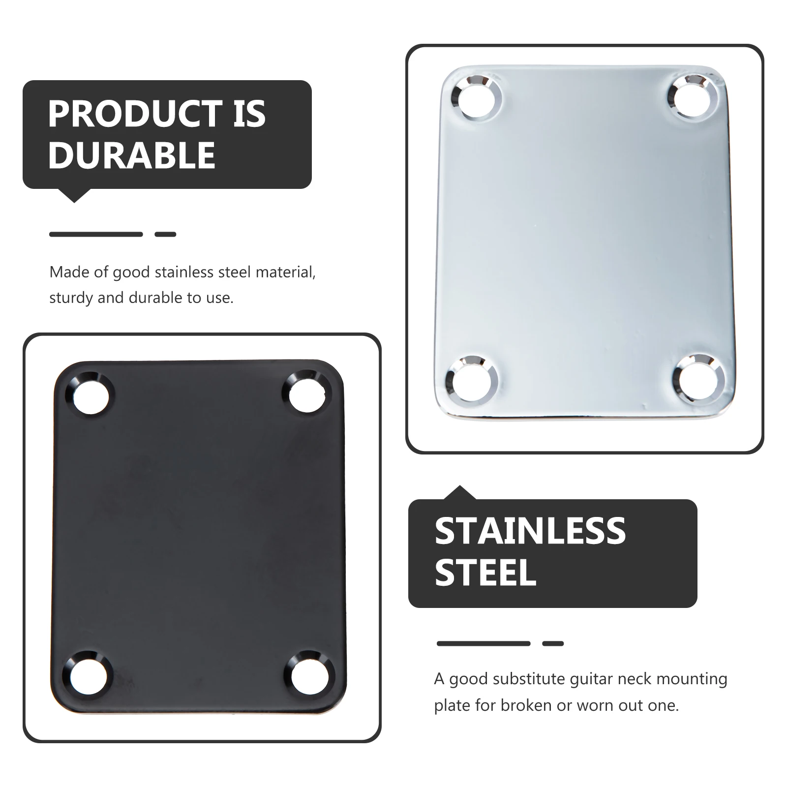 

4Sets Guitar Neck Plates Stainless Steel Replacement Neck Mounting Plates for Electric Guitar Bass Parts with Screws