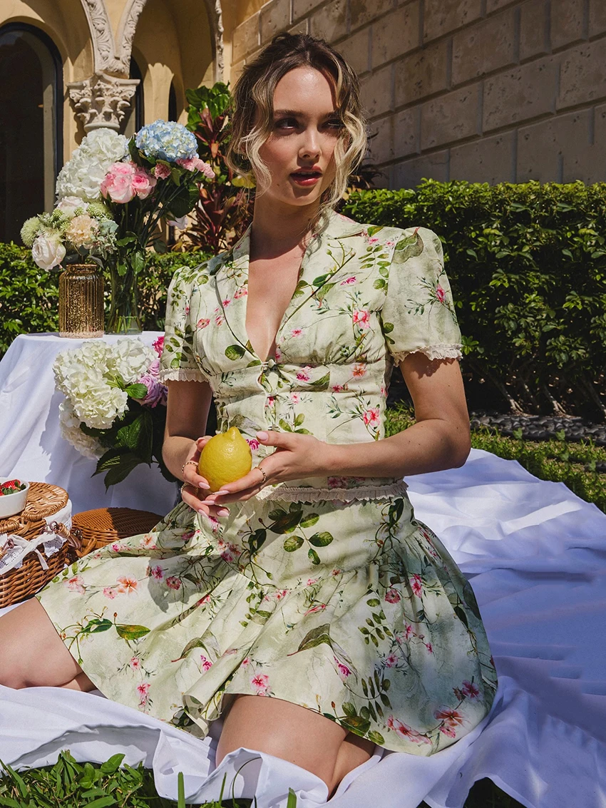 Marthaqiqi Casual Ladies Pajama Suit Crop Top Sleepwear Short Sleeve Nightie Sexy Turn-Down Collar Nightwear Skirts Pyjamas Set