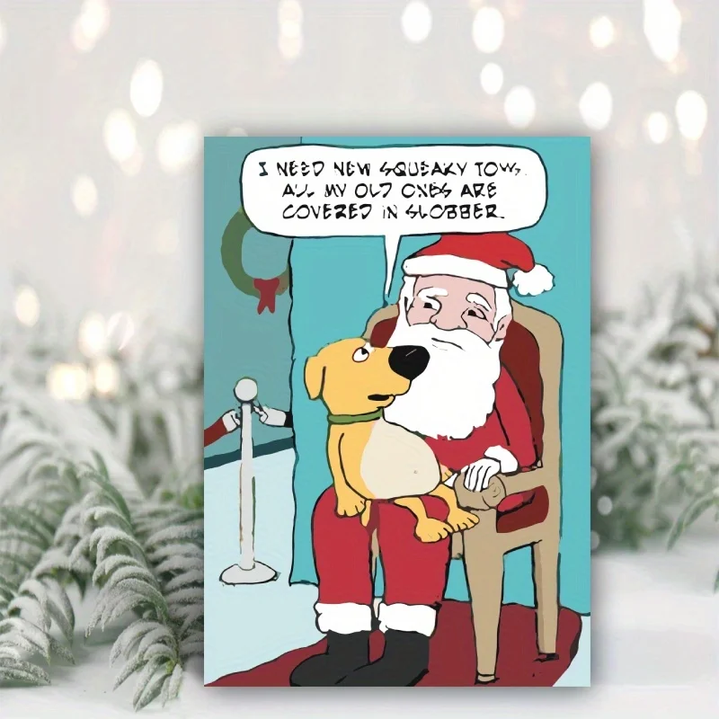 1pc, Christmas card, funny Christmas card, the best gift for family, friends, meowy Christmas card, Santa Christmas card