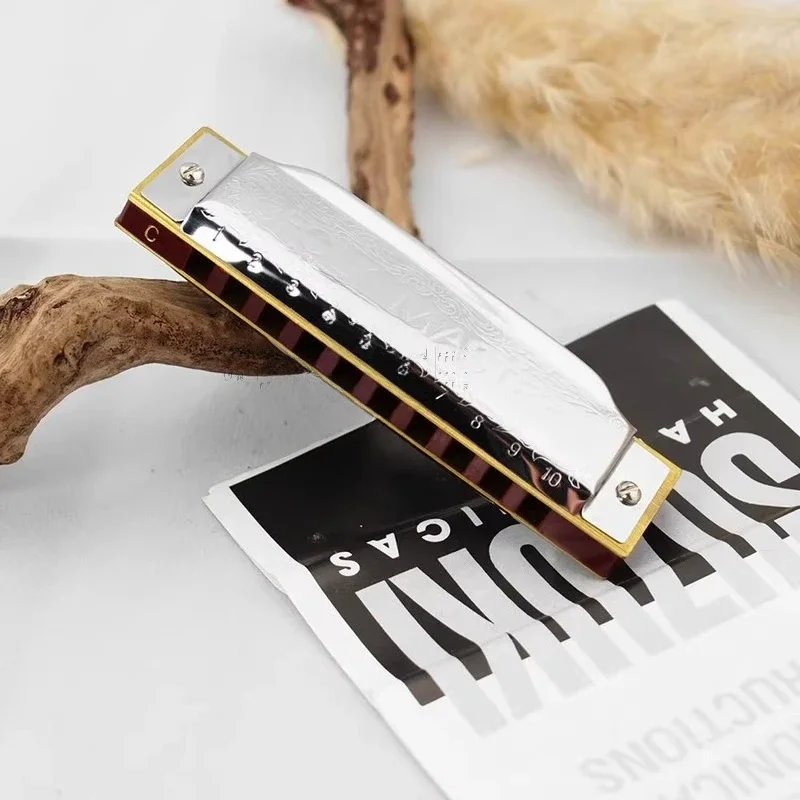 Beginner Harmonica For Folkmaster Blues Harmonica Standard Key of C A B D E F G Key 10-Hole 20 Tones Diatonic Blues Gaita
