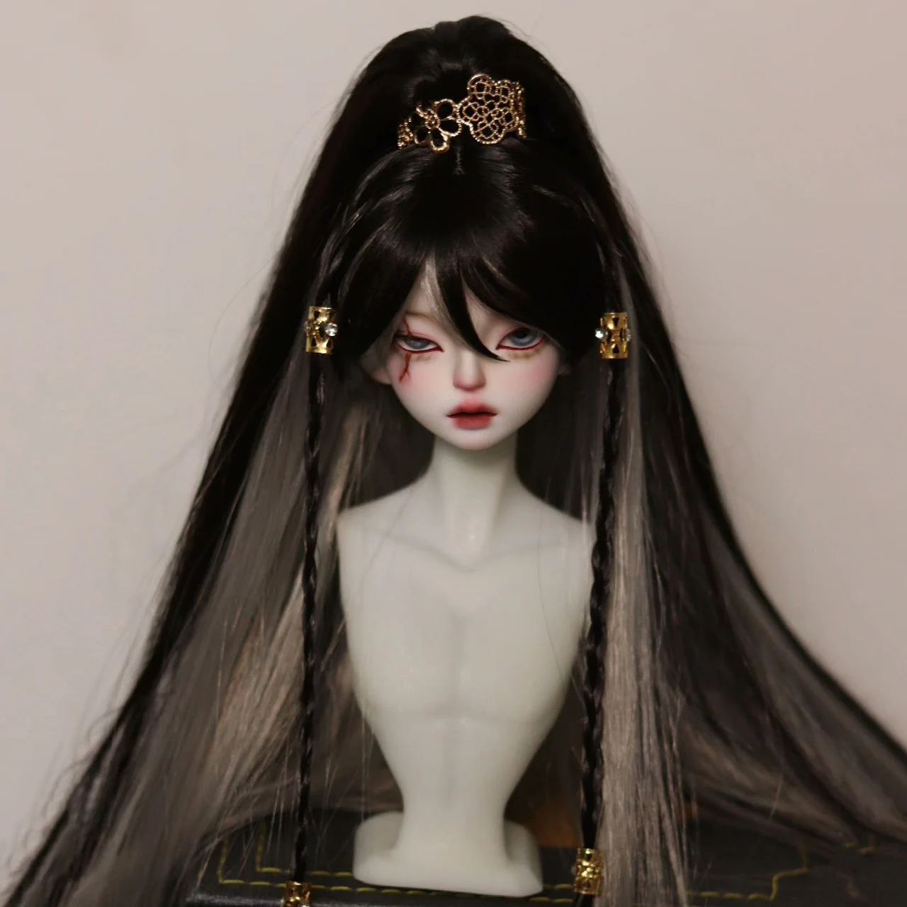 

1/4 1/3 BJD Wigs Ancient Costume Hanfu Vintage Ponytail Long Hair Samurai Wig For MSD SD13 Girl ID72 Uncle Doll Accessories 2111