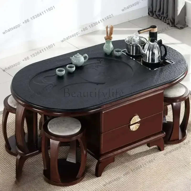 LSDesign Living Room Coffee Tables Luxury Walnut Space Apartments Coffee Tables Center Lateral Wooden Stolik Kawowy Furniture Ho