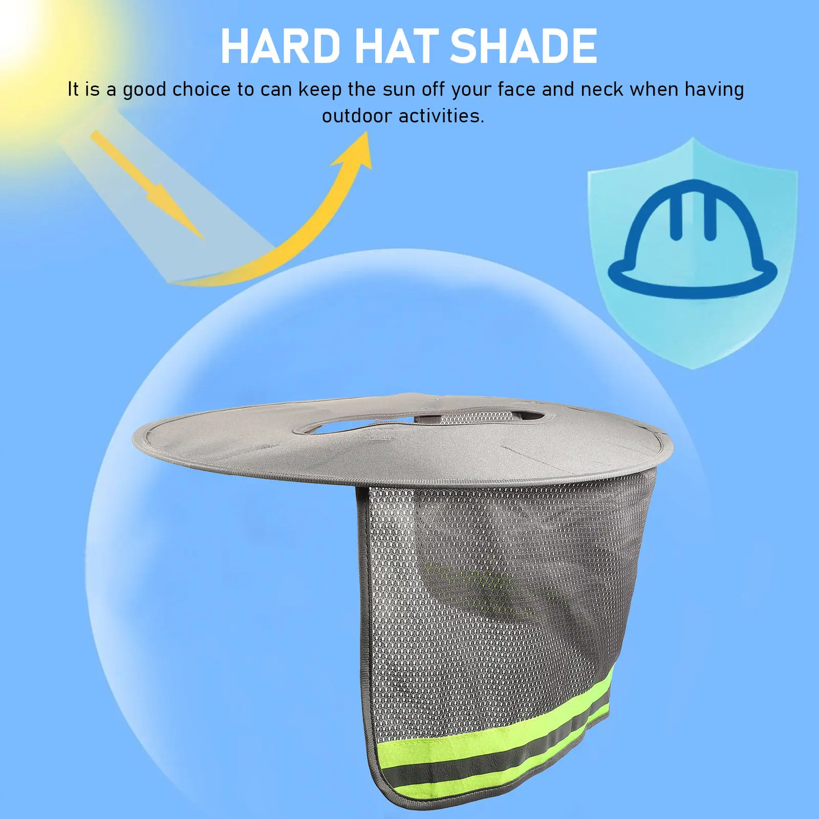 

Hard Hat Visor Full Brim Shade Cover Neck Sun Protector for Workers Uv Resistant Easy Install Reflective Band Construction