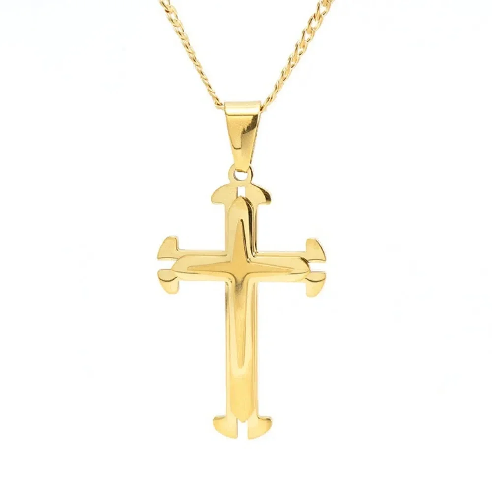 

Korean Fashion Gold Cross Cross Necklaces Titanium Steel Stainless Steel Men Necklace Jewelry Streetwear Cross Pendant Men Boys