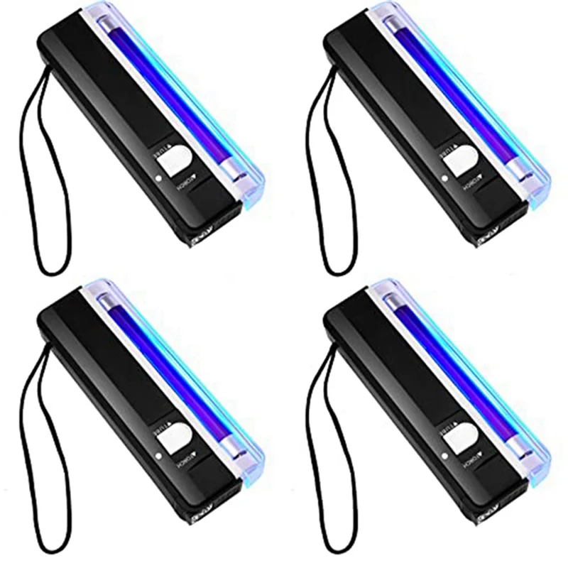 

ABLN-4 Pcs Handheld UV Black Light Torch Portable Blacklight LED UV Light Battery Operated Bill Detector Light