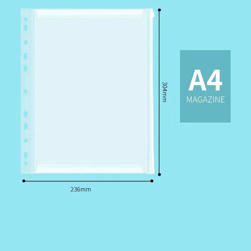 10Pcs/Lot A4 Size Plastic Envelope Zipper Pouch Document Bag Transparent Button PP File Bag Closure Office Folders Organizer