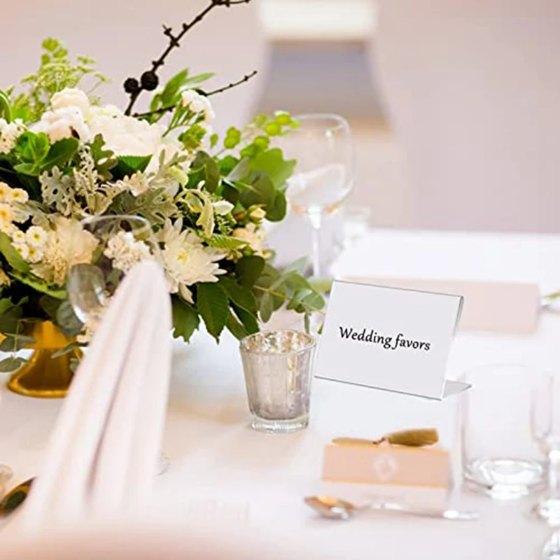 30 Piece Mini Sign Display Holder Transparent 7X4 Cm Horizontal Slanted L-Shape Acrylic Name Card