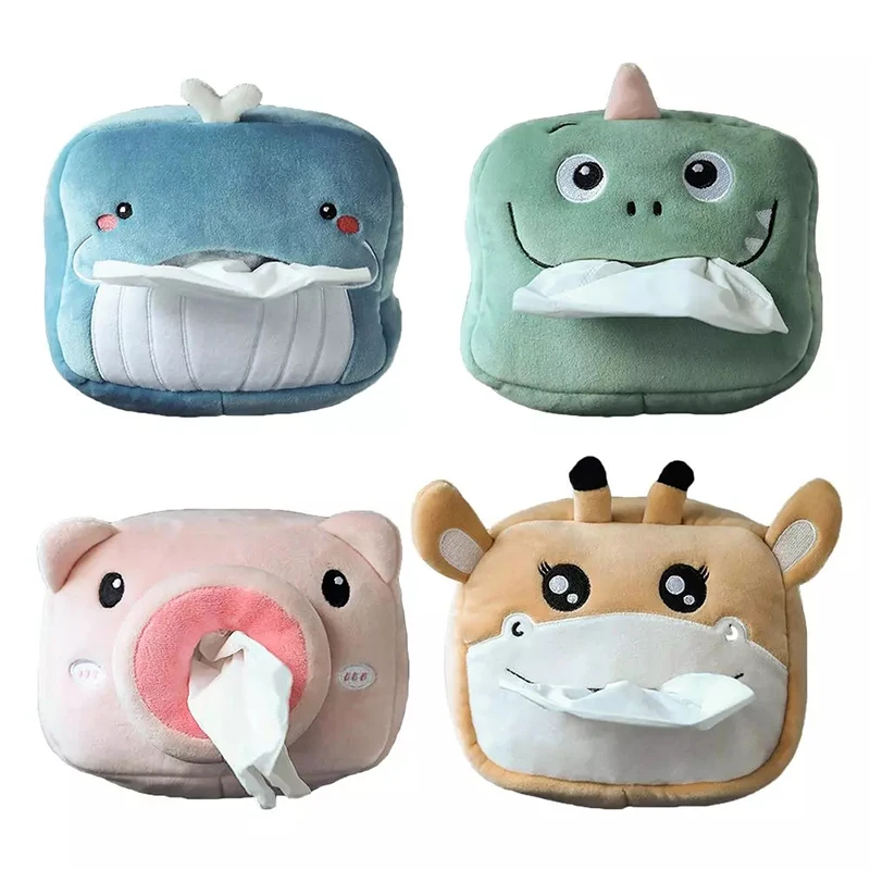 Tissue Boxes Creative Tissue Box Soft Cartoon Paper Napkin Case Cute Animals Car Paper Boxes Lovely Napkin Holder for Car Seat