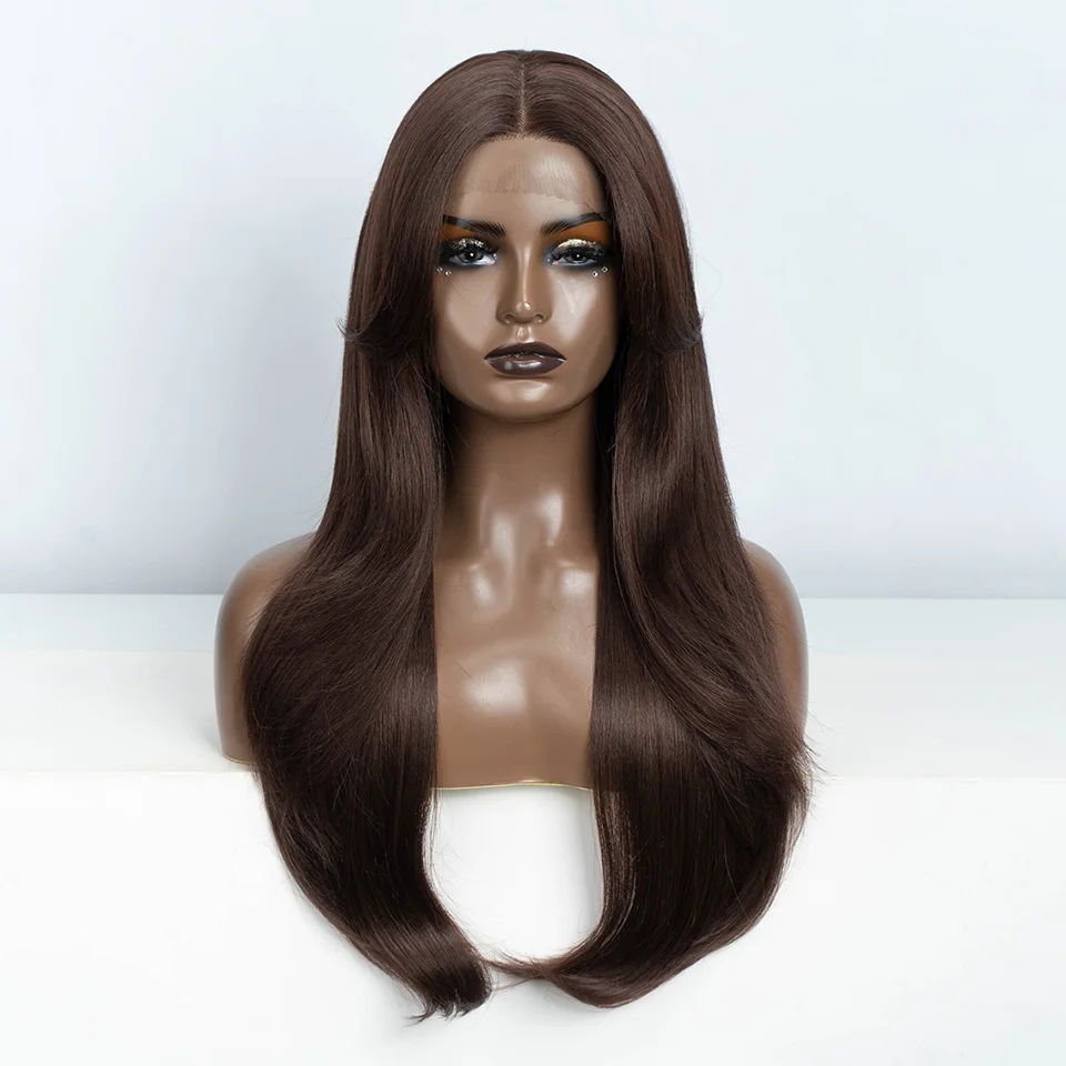 

Synthetic Wigs For Black Women 26 Inch Long Straight Lace Wigs Lace Front Wig Ombre Blonde Brown Cosplay Daily Party Wigs