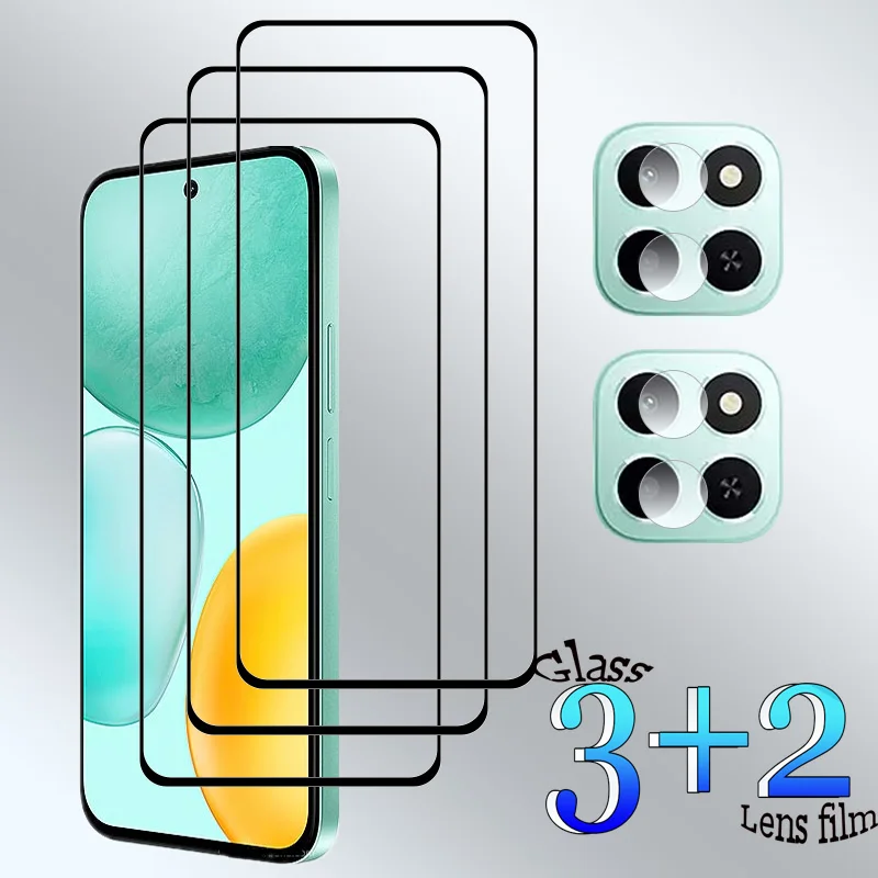 

3+2 For Honor X6C Tempered Glass Shockproof 9H Clearly Anti-Scratch Front Protector +Soft Camera lens film