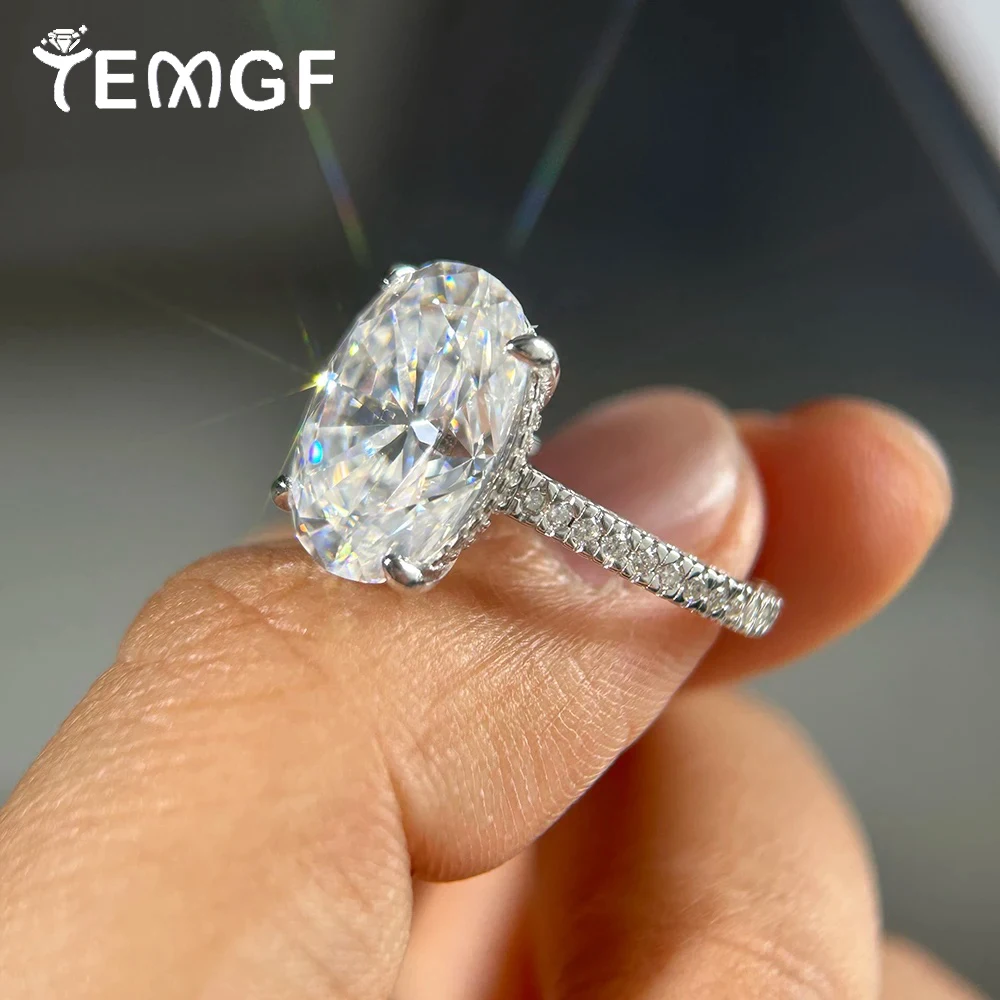 

TEMGF 8CT Zircon/Moissanite Ring 925 Sterling Silver for Women Proposal Engagement Wedding Luxury Sparkling Fine Jewelry WithGRA