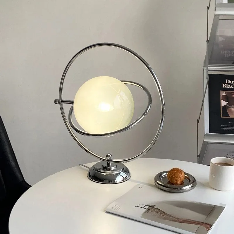 Nordic Designer Glass Planet Table Light Art Rotary Desk Lamp for Bedroom Living Dining Room Home Decor Indoor Lighting Fixtures