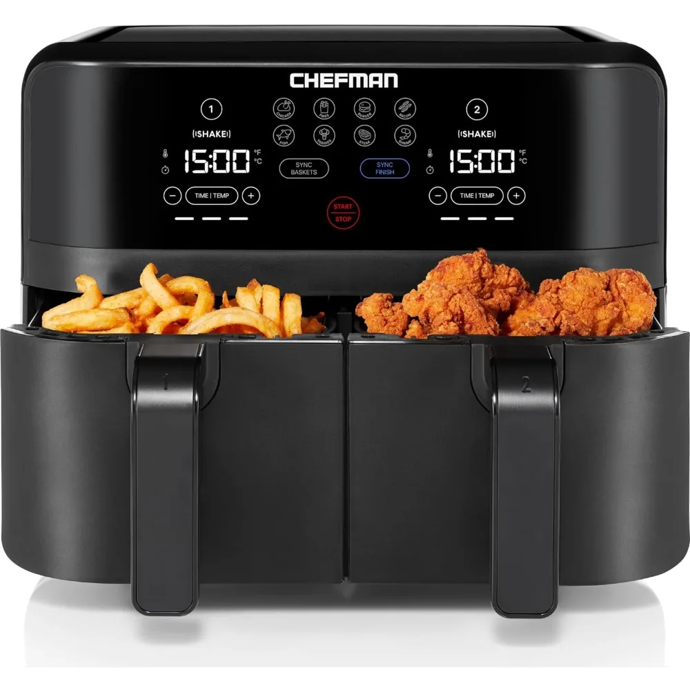 

TurboFry Touch Dual Air Fryer, Maximize The Healthiest Meals With Double Basket Capacity, One-Touch Digital Controls