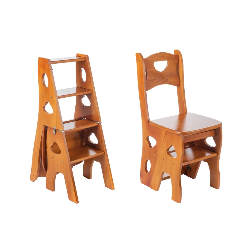American solid wood deformable four-story multifunctional folding ladder chair indoor climbing ladder
