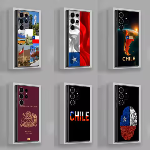 Chile Passport Flag Map Phone Case For Samsung S25,S24,S21,S22,S23,S30,Ultra,S20,Plus,Fe,Lite,5G Black Cover