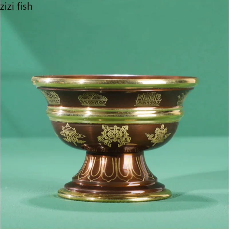 Tibetan Buddha Bowls Copper Water Purifying Cups Decorative Cup Holy Water Cup Buddhist Supplies Dharma Cup Sacrificial Vessel