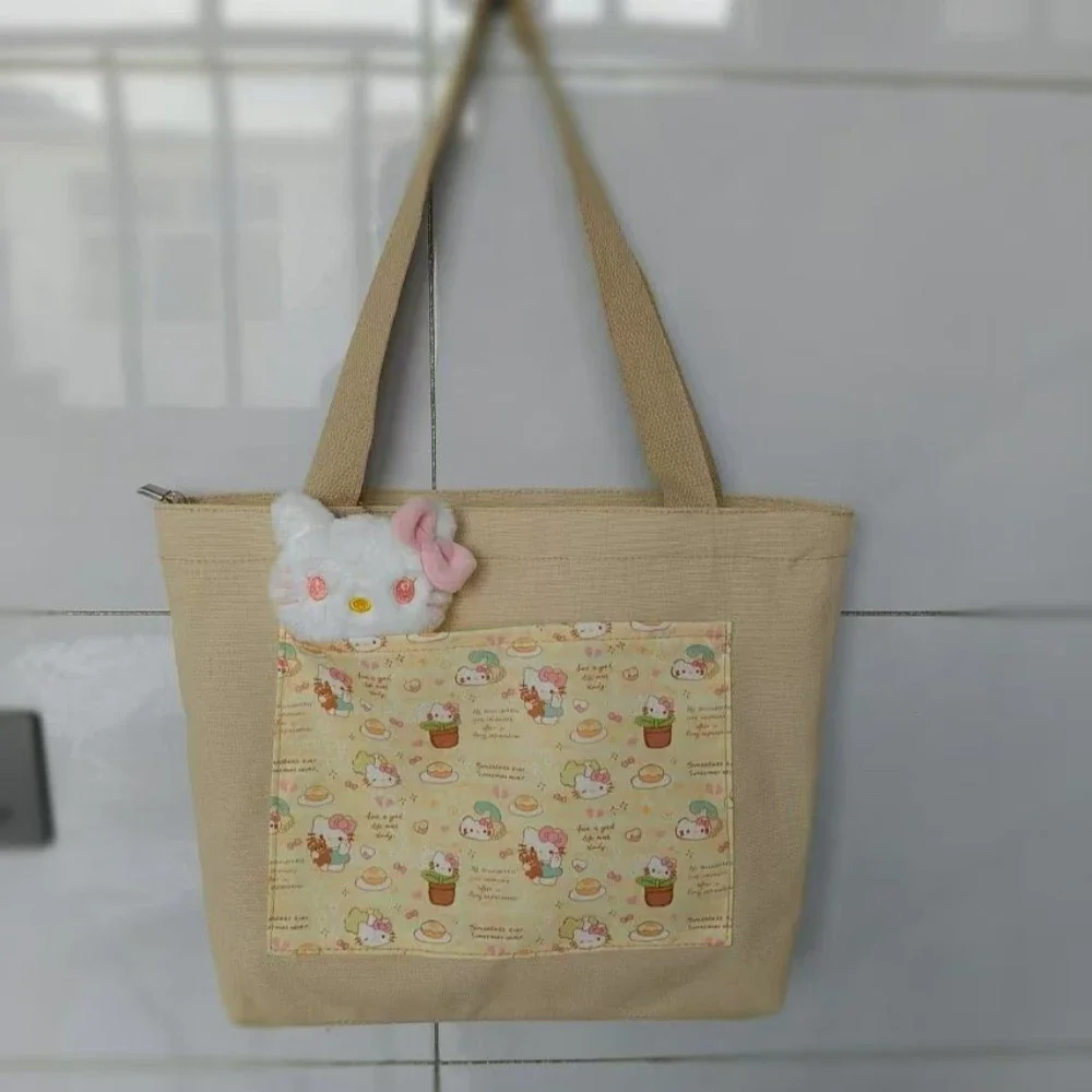 Borsa Hello Kitty con borsa a tracolla in tela con motivo stampato carino nuova borsa Tote Versatile per il pendolarismo di grande capacità