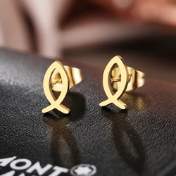 Stainless Steel Earrings 2022 Trend New Cute Hollow Line Fish Korean Fashion Stud Earrings For Women Jewelry Party Girls Gifts