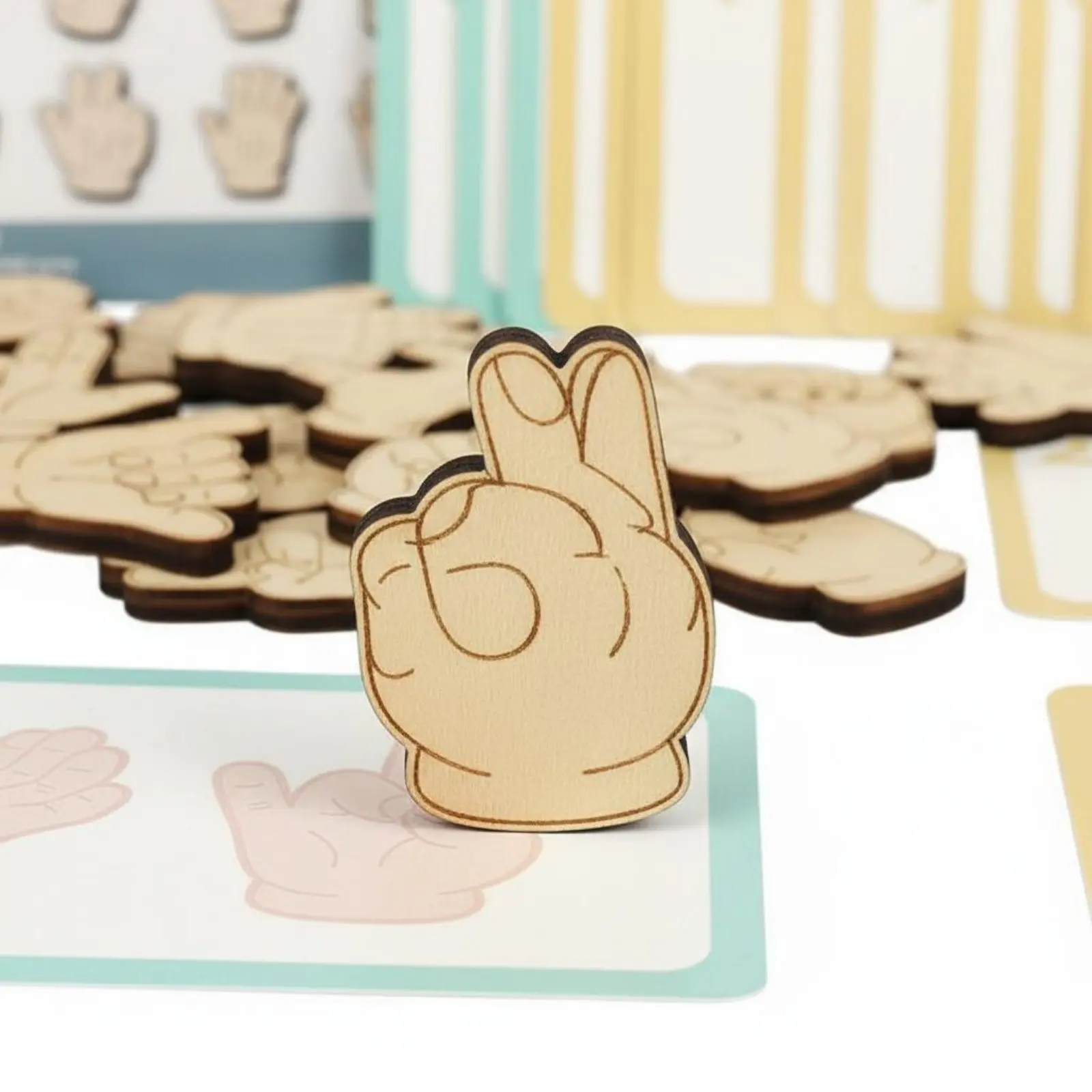 

Hand Gesture Matching Game Educational Finger Agility Training Toy Wooden Hand Sign Blocks Child-Centered Inspired