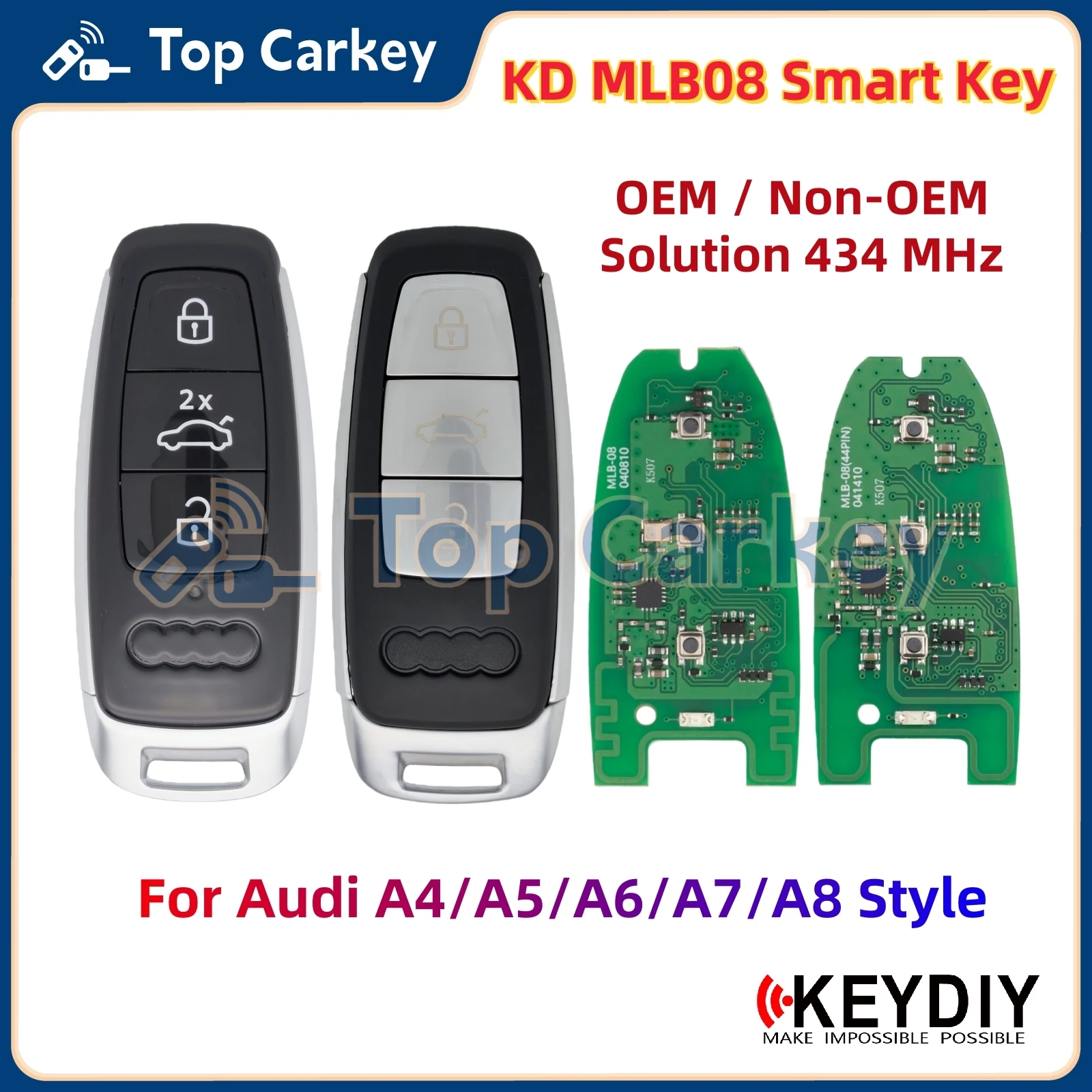 

KEYDIY KD MLB08 Universal Smart Remote PCB OEM and Non-OEM Solution 434MHz for Audi A4 A5 A6 A7 A8 MLB Systems