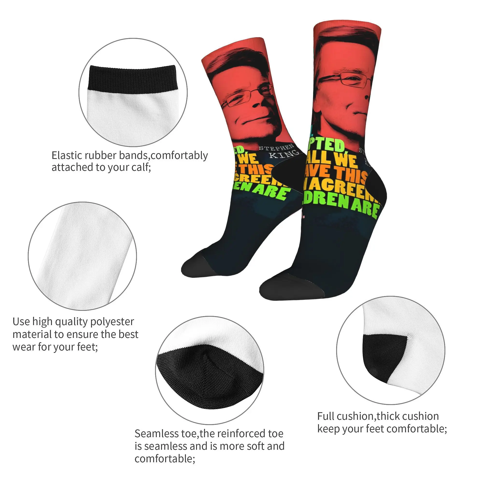 Winter Warm Harajuku Unisex Stephen King Quote  Socks  Non-slip Skateboard Socks