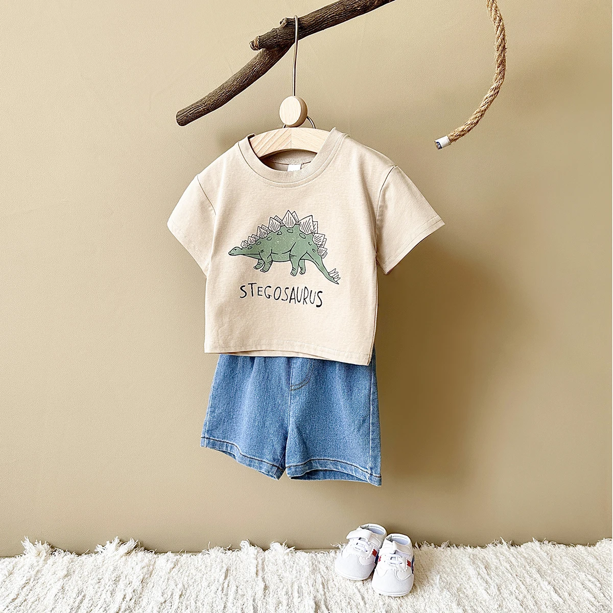 New Set Summer Baby Boy Clothes Cartoon Cotton T-shirt Short Sleeved+shorts Dinosaur Print Girl Clothes 0-3 Years Child Newborn