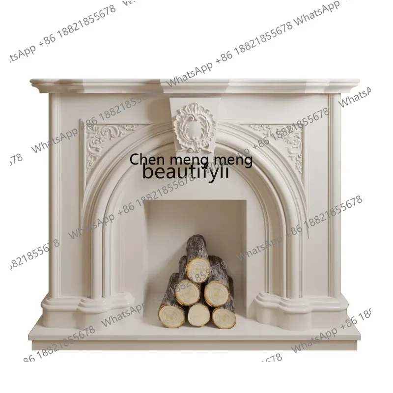 

X CQYLight luxury modern arched fireplace decorative cabinet French solid wood design display cabinet carved exhibition hall B &